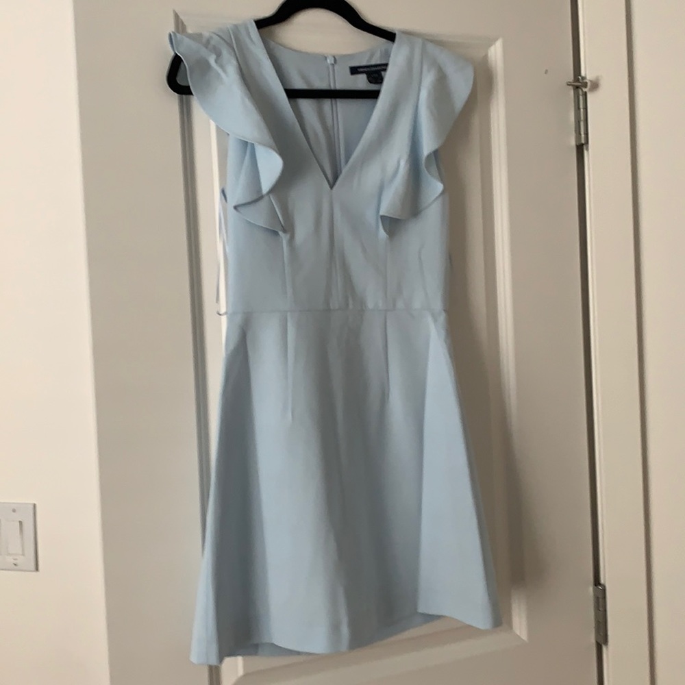 French Connection Whisper Ruffled V-Neck Mini Dress